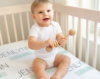Crib Sheet Mockup with Baby: Nursery Mockup (PSD)