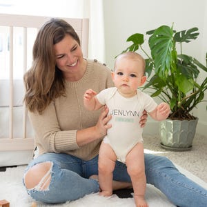 Rabbit Skins 4400 Natural Bodysuit on Baby, One Piece Mockup, Baby Mockup, Rabbit Skins Mockup, Gender Neutral Mockup, Natural Bodysuit mock