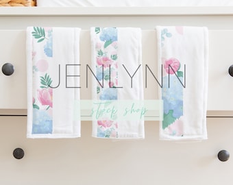 Burp Cloth Set Mockup: Styled Baby Cloth Display (PSD)