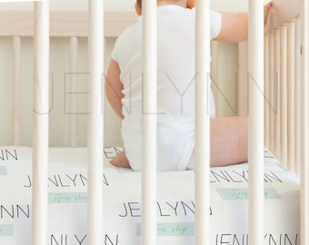 Crib Sheet Mockup with Baby: Nursery Mockup (PSD)