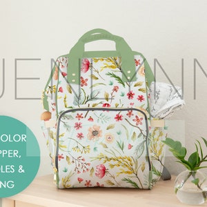 Baby essentials floral wide frame diaper bag backpack 2025