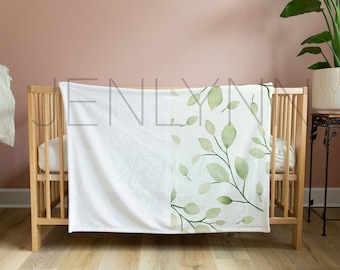 30x40 Velveteen Blanket & Crib Sheet Mockup: Nursery Decor PSD