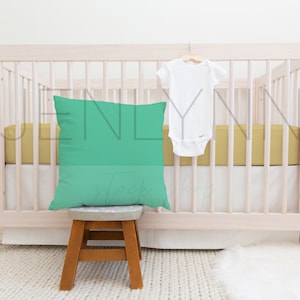 Crib Sheet, Pillow, Bodysuit Mockup: Nursery Set Display (PSD)