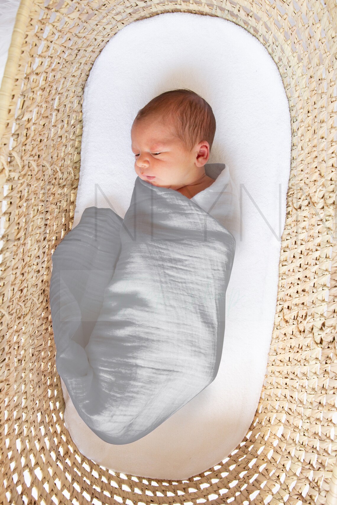 Muslin Swaddle Blanket on Baby Boy Mockup JZ21 White Swaddle Etsy