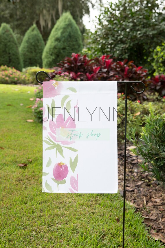White Garden Flag Mockup: Styled Exterior Mockup (Digital Download)