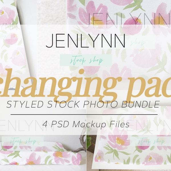 Changing Pad Cover Mockup Bundle, changing table cover, diaper changing mockup, nursery mockup, interior stock, changing station cover