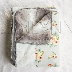 Grey Faux Fur Minky Baby Blanket Mockup: Folded Blanket PSD