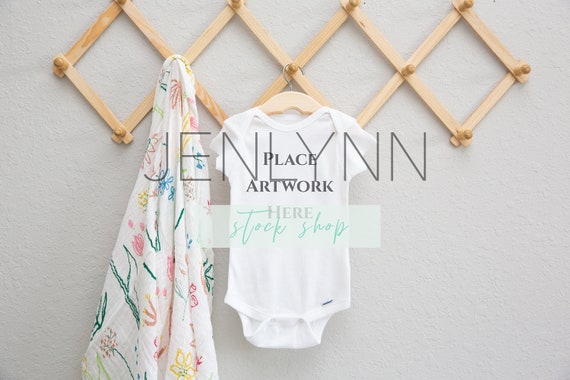 Onesie Mockup On Wooden Hanger 1 Spring Onesie Mockup Etsy