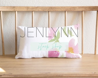 12 x 18 Pillow Mockup, fabric pillow mockup, pillow on bench mockup, styled pillow stock photo, interior pillow mockup, pillow bench mockup