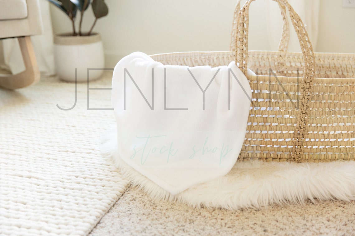 Minky Blanket Mockup in Moses Basket Nursery Mockup Blanket Etsy