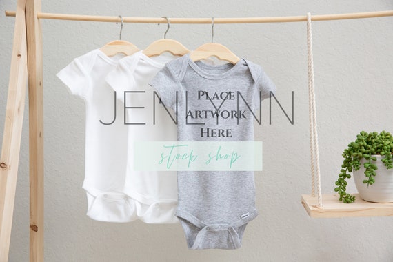 Simple Grey Hanging Onesie Mockup 5 Onesie Mockup Custom Etsy