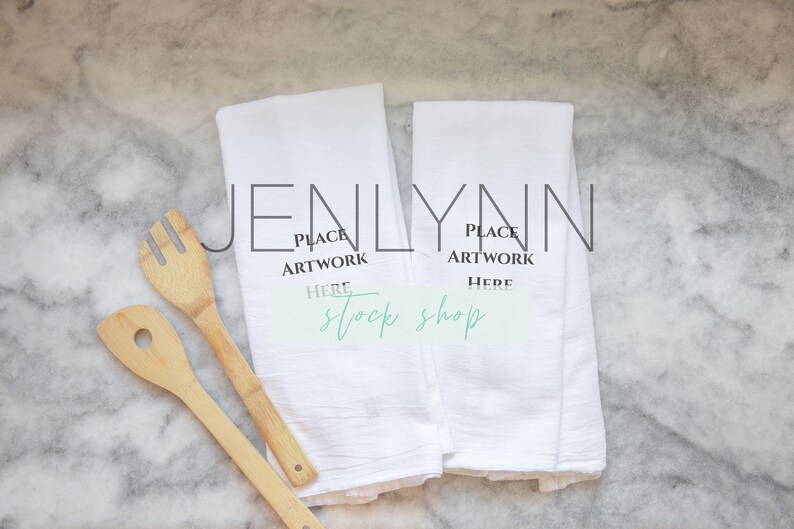 Download Two White Kitchen Towel Mockup 13 Flour Sack Towel Mockup | Etsy