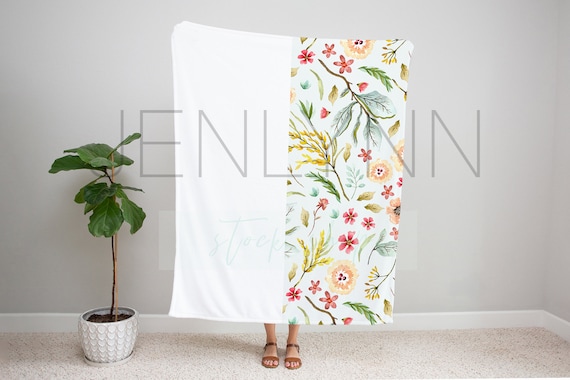 Velveteen Blanket Mockup: Woman Holding 50x60 Blanket (PSD & JPG)