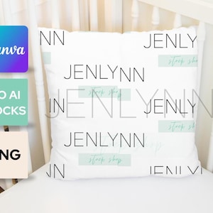 Crib Pillow Mockup: White Nursery Pillow, Canva PNG (Digital Download)