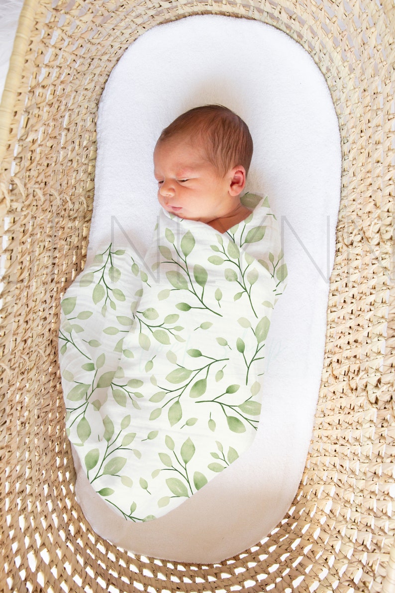Muslin Swaddle Blanket on Baby Boy Mockup JZ21 White Swaddle Etsy