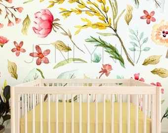 Nursery Mockup: Crib Sheet & Wall Art, Floral Wallpaper (Digital JPG)