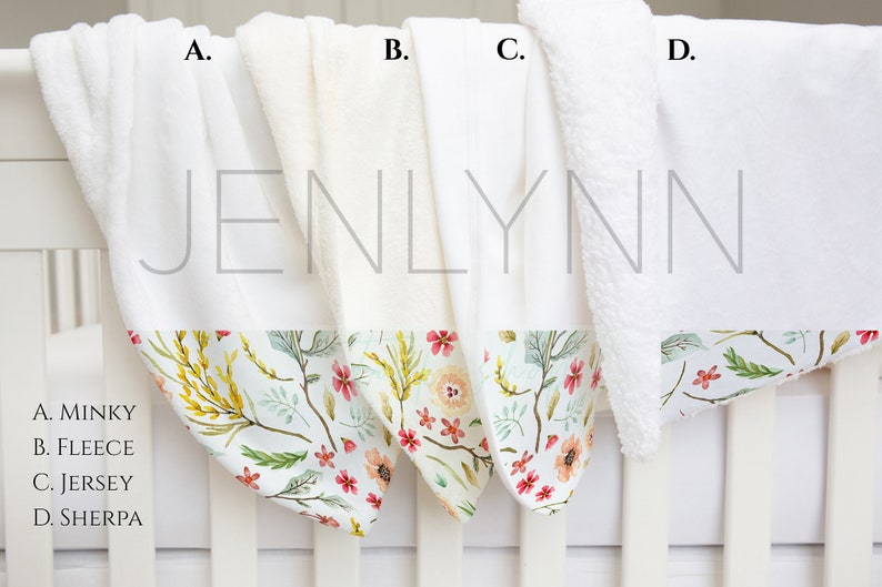 Sherpa Jersey Minky and Fleece Baby Blanket on Crib Mockup 2 Etsy