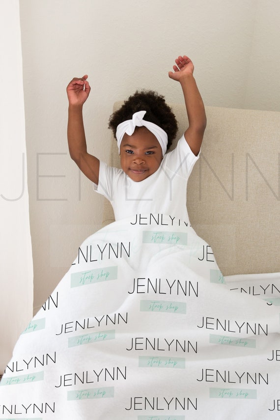 Custom Baby Minky Blanket Mockup RM02 Black Girl Blanket Mockup
