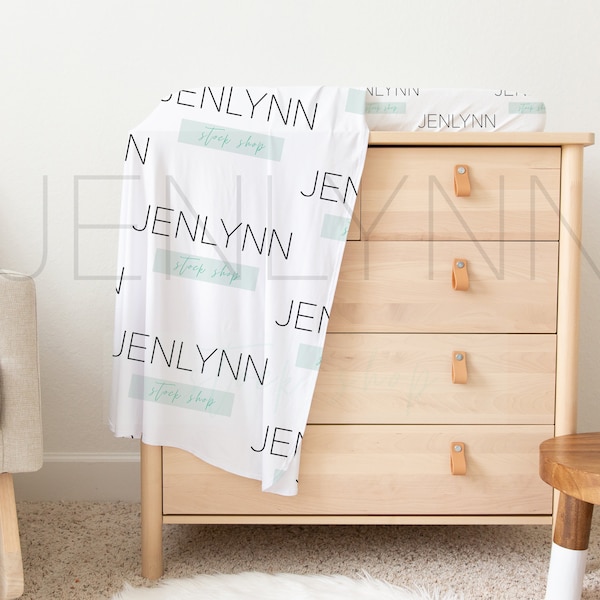 Stretch Jersey Decke Mockup, digitale Decke, Babydecke Mockup, Deckenvorlage, Produktmockup, weiße Decke Mockup, Jerseydecke