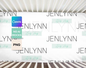 Fitted Crib Sheet Mockup: Canva Friendly PNG