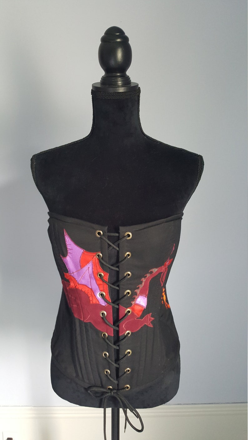 Dragon Corset Black Dragon Corset Steampunk Corset GOT Clothing for Her 30 Festival Wear for Her Structural Clothing