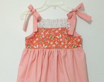 Peach Butterfly Dress: Girls Size 5 Sundress