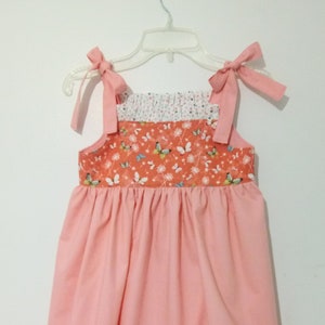 Peach Butterfly Dress: Girls Size 5 Sundress