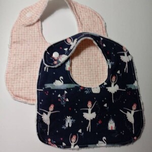 Ballerina Baby Bib Set: Fleece-Lined Side Snap Bibs