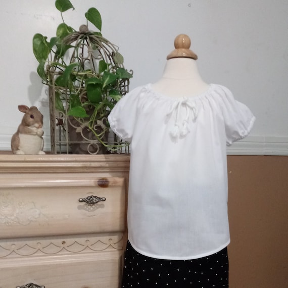Peasant Top for Girls Peasant Blouse Girls Size 12 White - Etsy