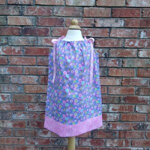 Pillowcase dress for girls, girls floral dress, purple and pink dress,  Summer cotton dress, shoulder tie dress, purple floral dress, loose