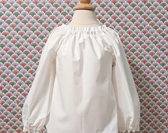 Blusa campesina de algodón blanca para niña: estilo bohemio vintage