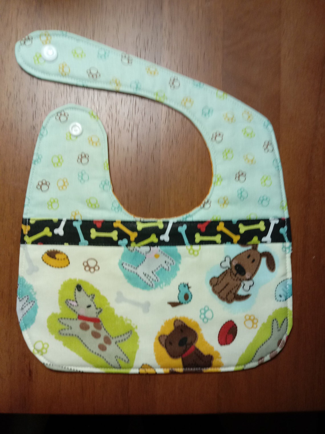 Gender Neutral Bib Reversible Bib Puppy Dog Bibs Side Snap Etsy