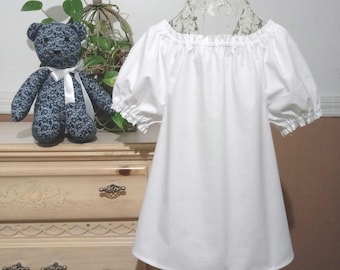 Blusa campesina de algodón blanca para niña: estilo bohemio vintage