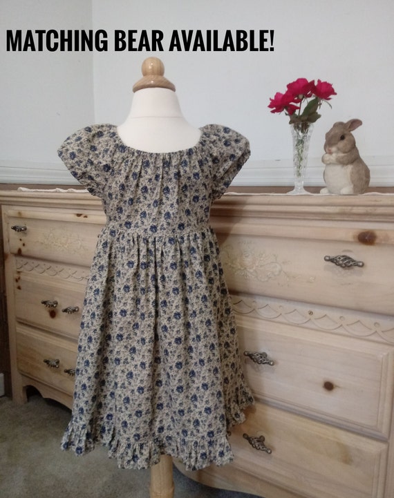 Vintage Style Dress Peasant Dress Blue Floral Dress Blue Etsy