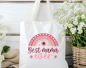 Stofftasche Stoffbeutel " Beste Mama Muttertag " Einkaufstasche Tasche Geschenk zum Muttertag oder Geburtstag in Weiß oder Beige