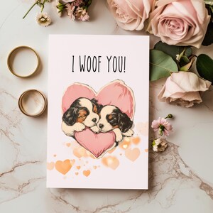 Karte Hunde Love Postkarte mit Hunde Welpen Grußkarte Karte für Verliebte Geschenkkarte DIN A6 Gruß an Freundin #PHO