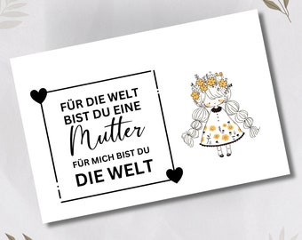 Postkarte, Grußkarte, Karte zum Muttertag, Muttertagskarte, Mama Karte, Grußkarte Muttertag, Geburtstag Mama