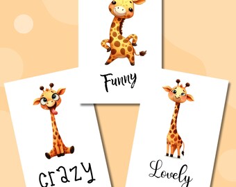 Postkarte, Grußkarte, Karte zum Geburtstag I Crazy, Funny, Lovely I Giraffe