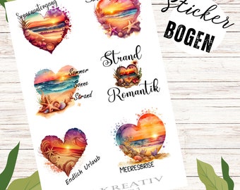 Sticker Bogen - Urlaubs Liebe | Sticker Set - Journal Sticker - Aufkleber in Weiß oder Transparent