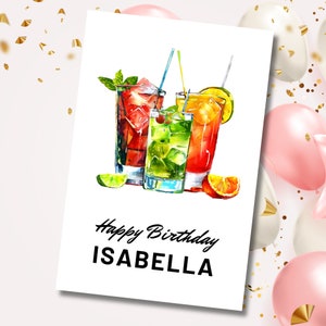 Postkarte Geburtstag personalisiert Grußkarte Karte Cocktail Geburtstagskarte happy birthday #PHO