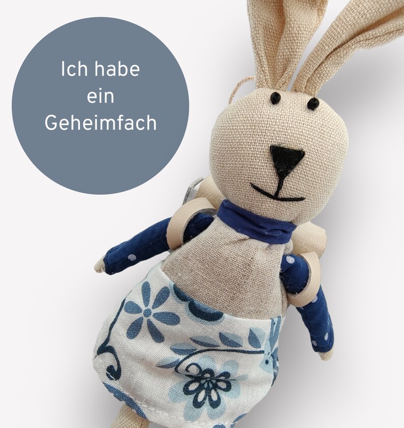 Hasen Mädchen mit Rucksack aus Streichholzschachtel Geschenkebox Schachtel für Geldgeschenke Gutschein kleine Kostbarkeiten Bild 1