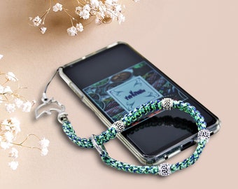 Mobile phone wrist strap, mobile phone strap, mobile phone jewelry, mobile phone strap knotted from paracord