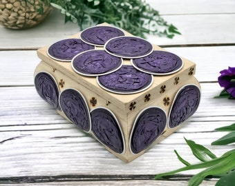 Wooden chest, wooden box, treasure chest, gift box, jewelry box decorated with coffee capsules