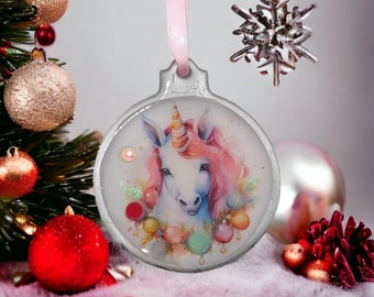 Weihnachtskugel Weihnachtsschmuck Baumanhänger Christmas Ornaments Weihnachten Baumkugel  Motiv "Einhorn"