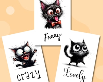 Carte postale, carte de voeux, carte d'anniversaire I Crazy, Funny, Lovely, Cat