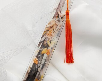 Bookmark made of transparent epoxy resin - owl motif