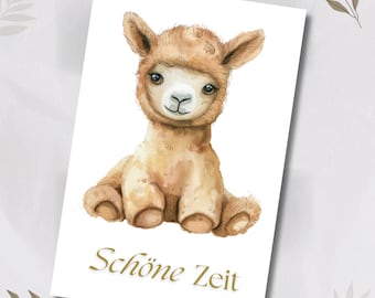 Postkarte, Grußkarte, Karte zum Geburtstag, Babykarte, Mama Karte, Grußkarte Schöne Zeit, Geburtstag Mama I Lama