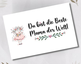 Postkarte, Grußkarte, Karte zum Muttertag, Muttertagskarte, Mama Karte, Grußkarte Muttertag, Geburtstag Mama