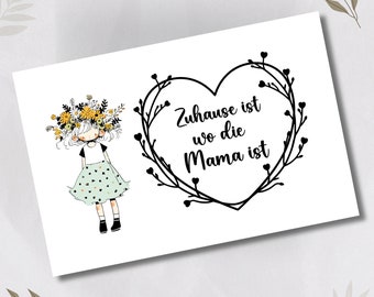 Postkarte, Grußkarte, Karte zum Muttertag, Muttertagskarte, Mama Karte, Grußkarte Muttertag, Geburtstag Mama