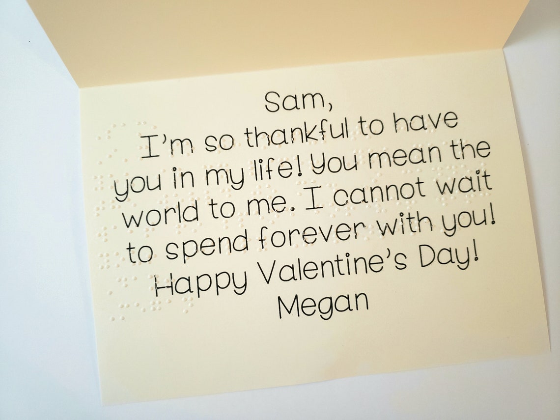 Custom Braille Valentine's Day Card Etsy